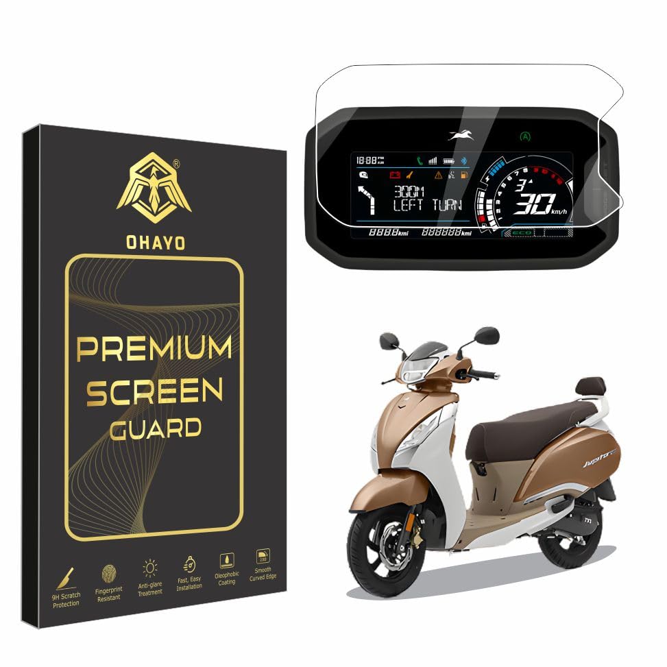 Image of OHAYO Screen Protector for TVS Jupiter 125 DT SXC 2025 TFT Digital Meter Display | 9H Hardness Military Tough Flexible Film | Scratch Resistant HD Clear Full Coverage | Easy Install | Not Tempered Glass