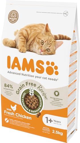 IAMS Katzenfutter trocken getreidefrei mit Huhn - Trockenfutter ohne Getreide für Katzen ab 1 Jahr, 2,5 kg