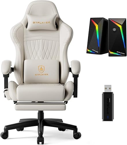 Miniatura 11 de GTPLAYER Silla de Juego con Altavoces, Sillas de Videojuego con Reposapiés, Sillas de Juego para PC para Adultos - Silla Gamer Ergonómica Reclinable