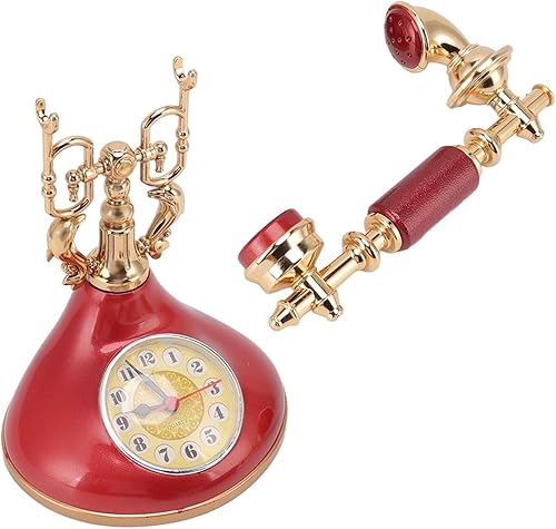 Miniatura 6 de Asixxsix Reloj de teléfono retro, único y elegante reloj despertador de teléfono vintage, funciona con pilas, antiguo diseño de teléfono, reloj de