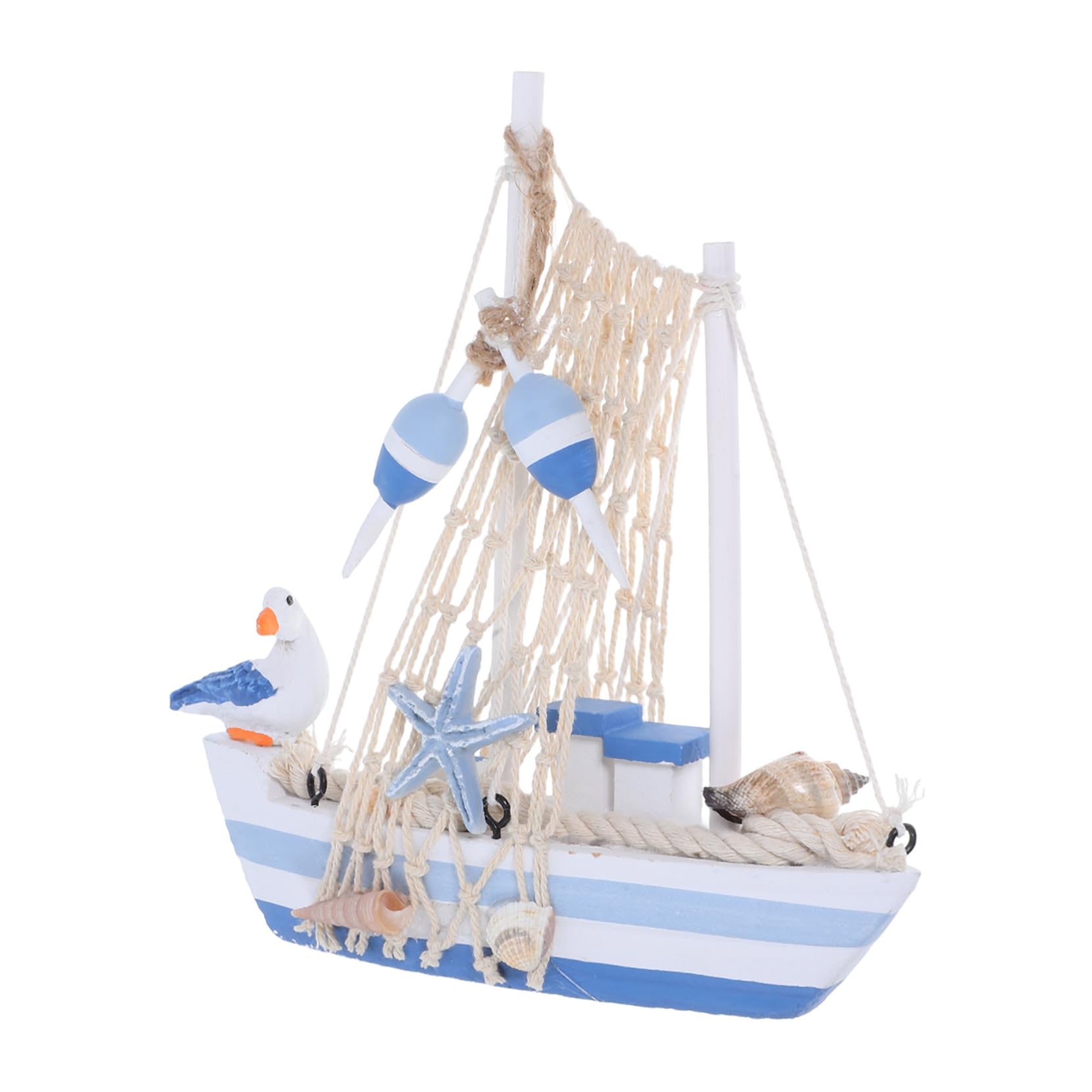 STOBAZA Mediterranean Wooden Sailboat Model Creative Seabird Design Nautical Style Desktop Decoration Boat Wooden Craft for Home Office Decor