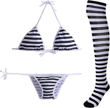 Black and white striped lingerie Clearance