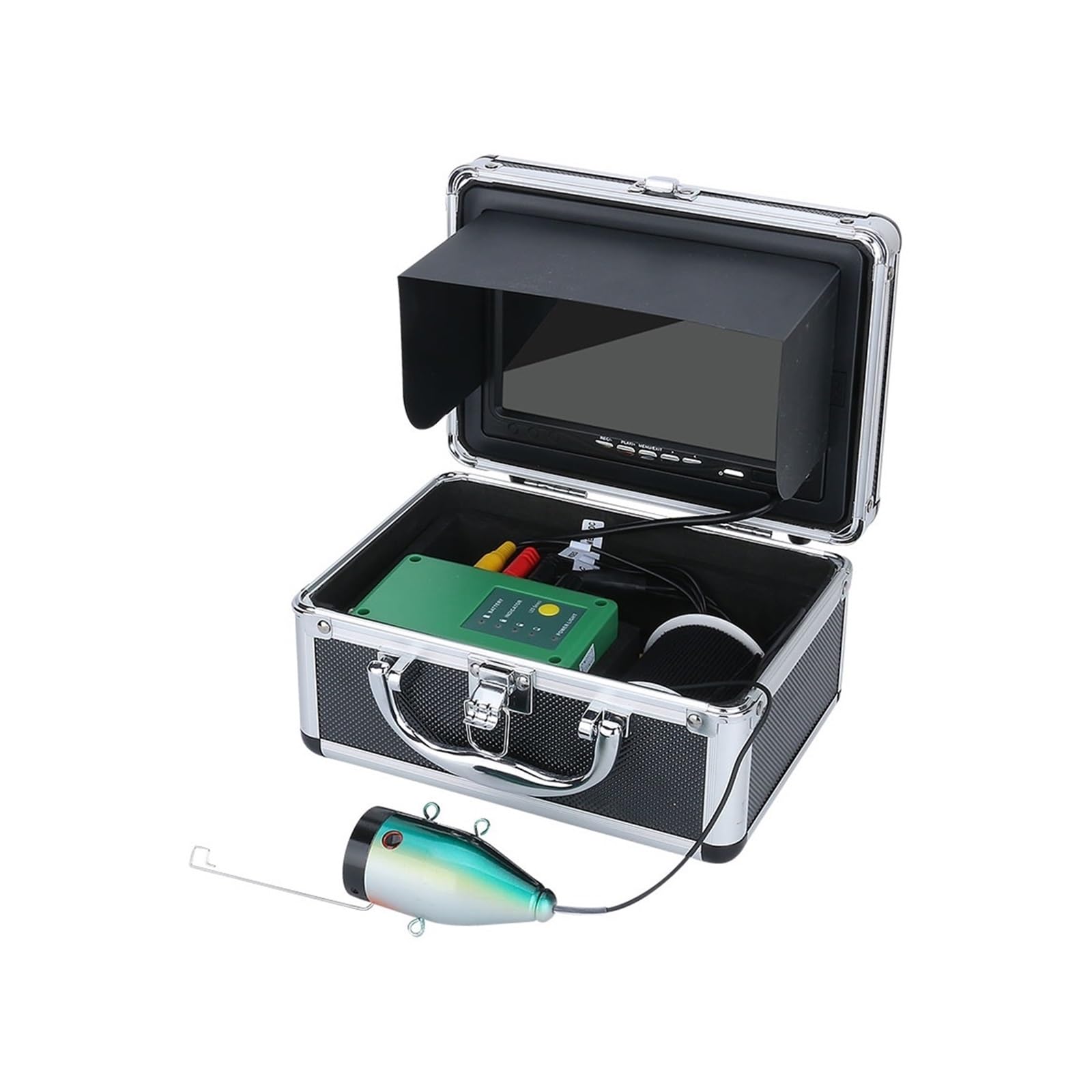 Buscador de Peces, Cámara de Pesca submarina DVR con buscador Peces, Pantalla HD 1280 * 720, 15 LED s + IR, cámara 1080P for, grabación 16 GB(30M)
