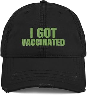 I Got Vaccinated Distressed Dad Hat Baseball Cap Adjustable Vaccine Pandemic Quarantine