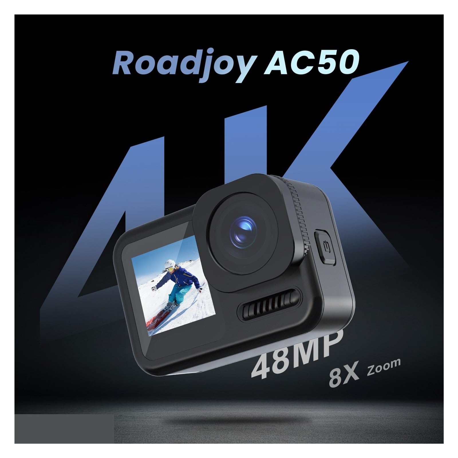 AC50 Fotocamera sportiva attiva 4K 60FPS doppia con scheda 64G Touch screen impermeabile 30M for immersioni subacquee Anti Shake Ciclismo all'aperto