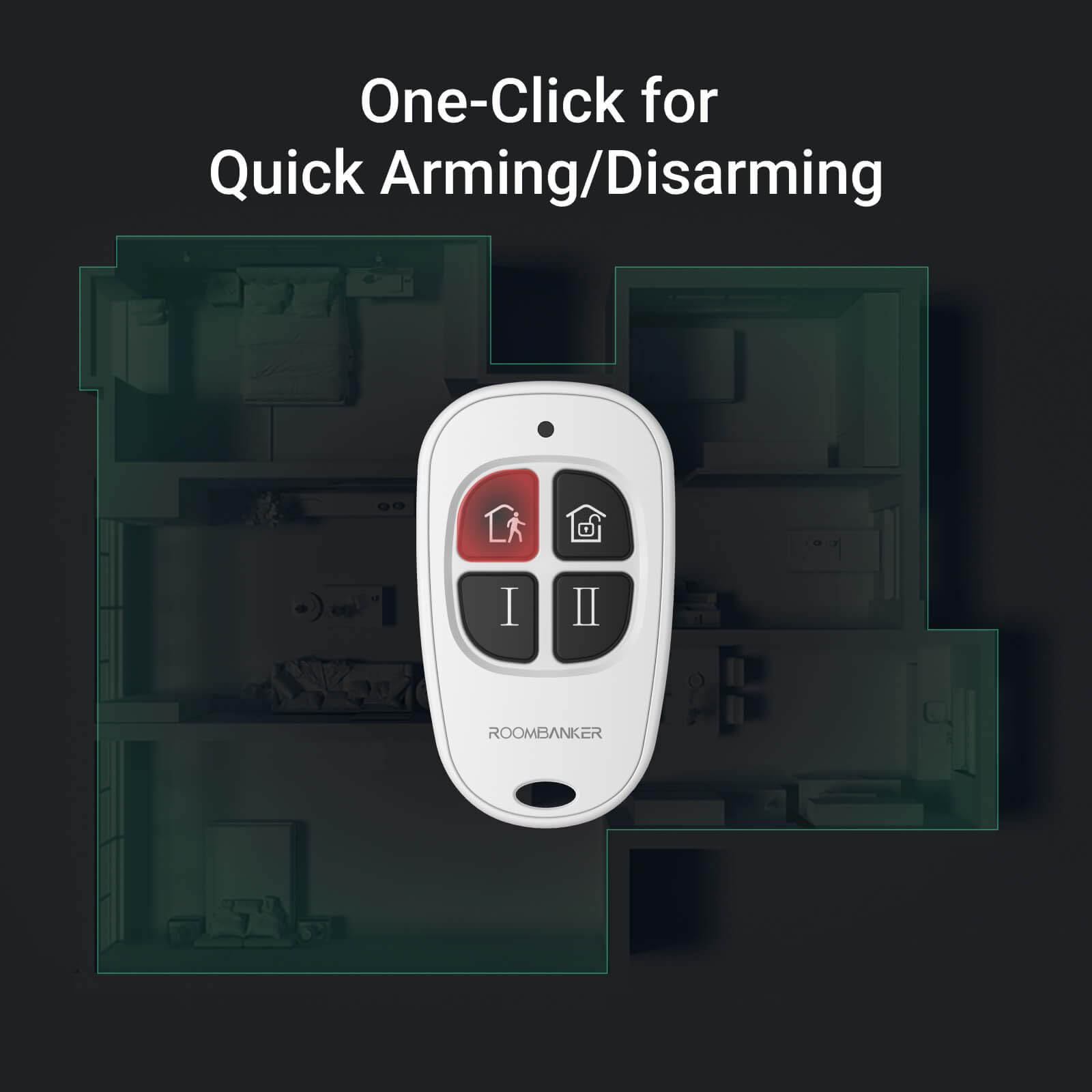 Keyfob KF1 - Soporte con un clic arming & disarming - up to 1900m two-way communication with hub