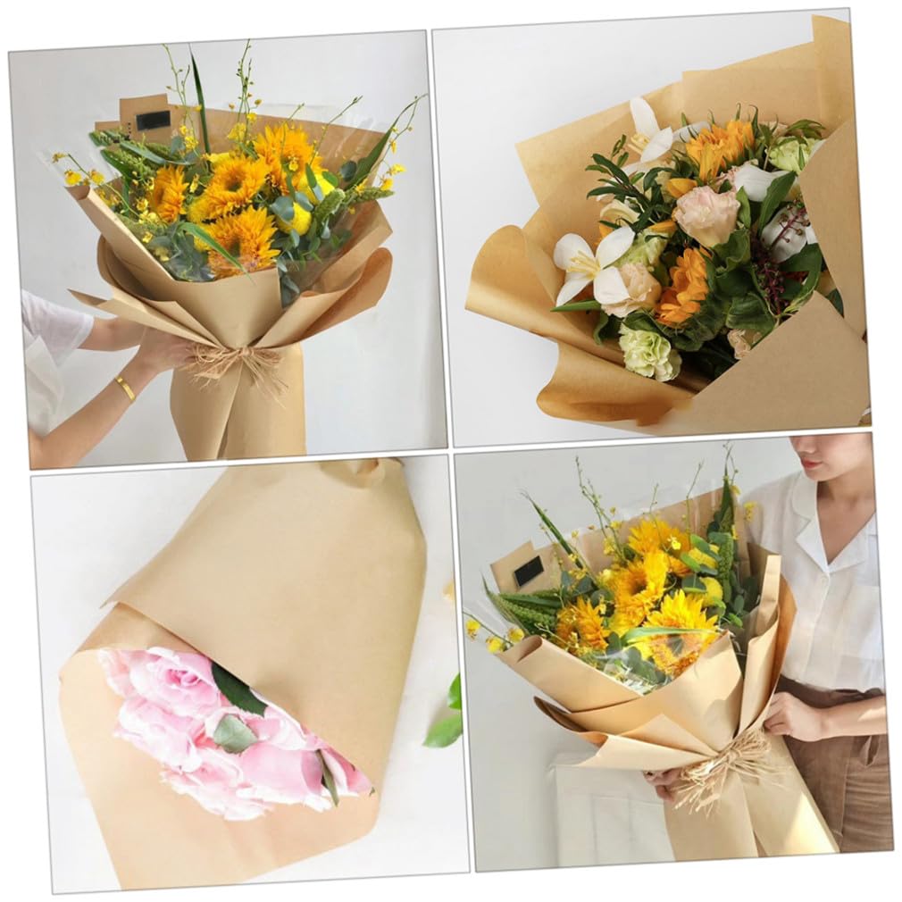 COLLBATH 40 Blatt Geschenkpapier Kraftpapier Blumenverpackungspapier Für Blumensträuße Und Partygeschenke