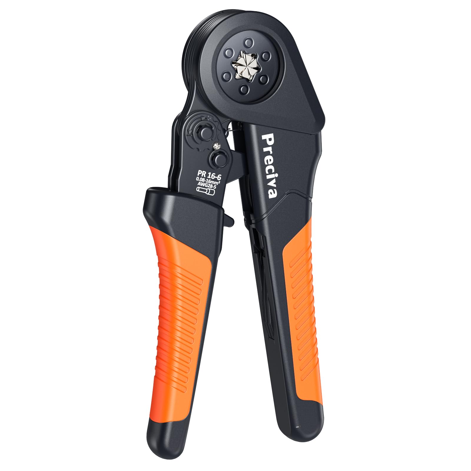Preciva Hexagonal Ferrules Crimping Tool, 0.08-16mm²/AWG28-5 Wire Crimps Tools, Self-Adjustable Ratchet Crimper Pliers for Household Electrical and Vehicle Repairs