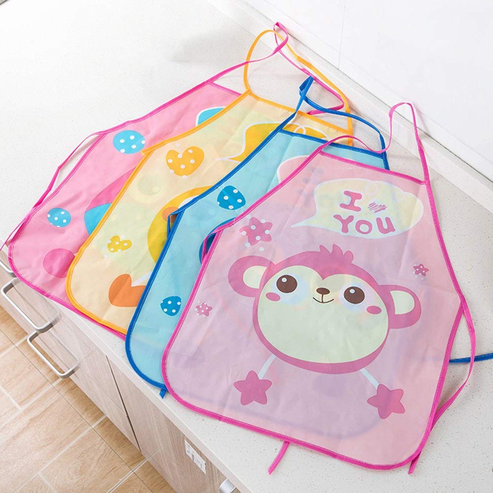 Delantal de Dibujos Animados para Cocina, repostería, Pintura, con Mangas, Impermeable, Colorido (Azul)