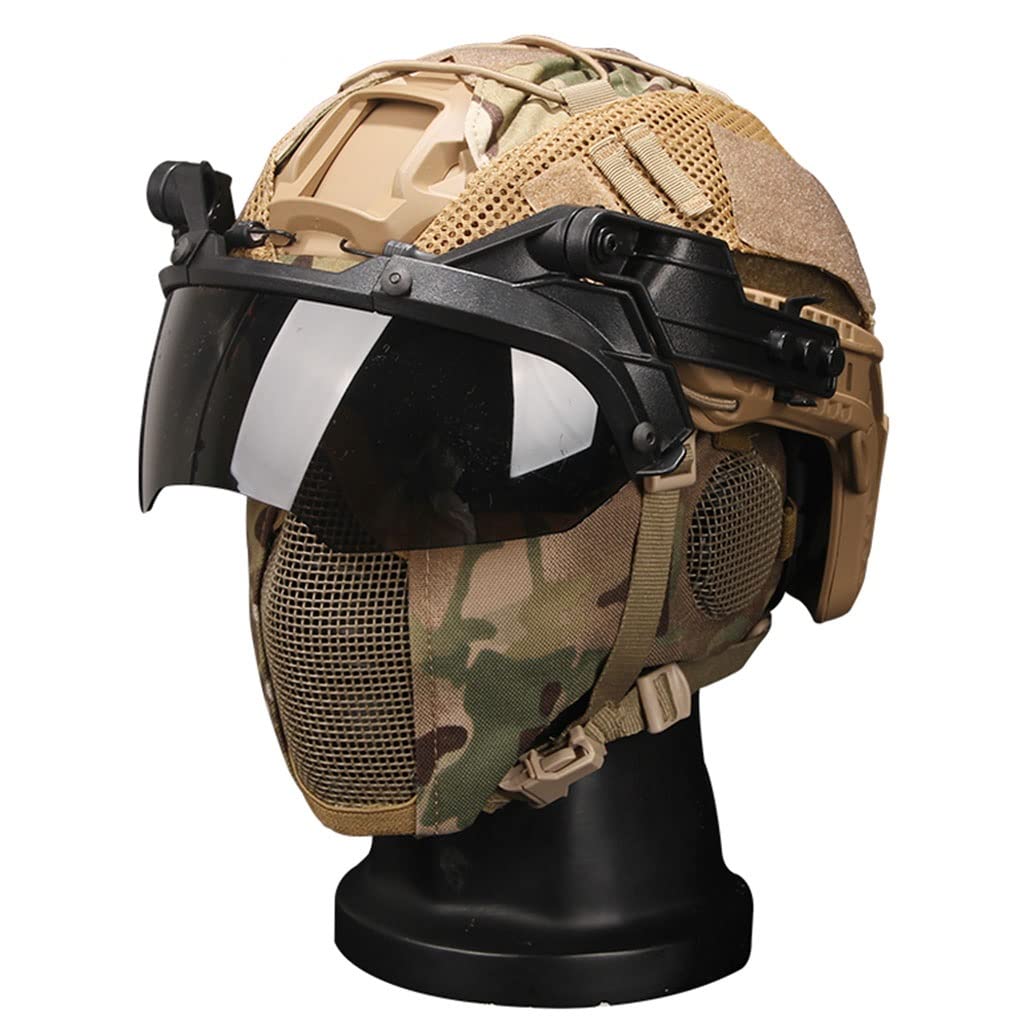 Amazon | FAST戦術ヘルメット風防鋼線耳保護フェイスシールドフル