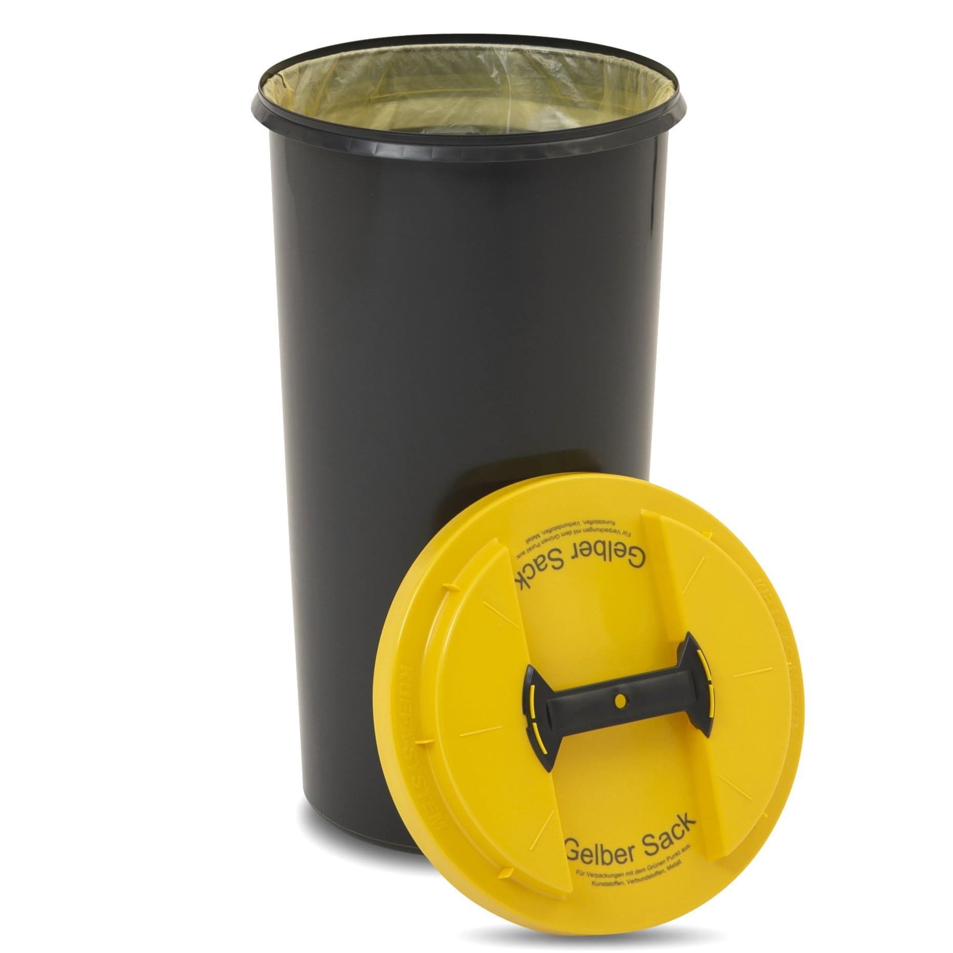 KUEFA BSC LA 60L Mülleimer, Müllsackständer, Gelber Sack Ständer, inkl. Klemm-Ring und Laserbeschriftung, stabil, strapazierfähig, geruchsdicht, auslaufsicher (Gelb, Gelber Sack)