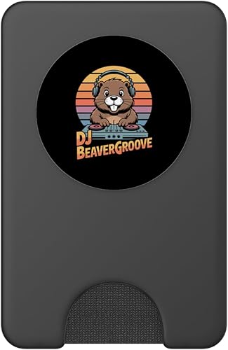 Miniatura 2 de DJ BEAVERGROOVE Retro Beaver DJ Turntable Sunset PopSockets PopWallet for MagSafe