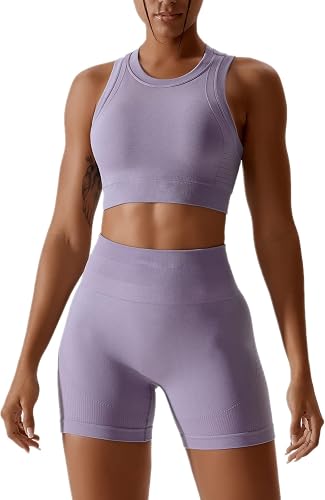 ABOCIW Workout Sets for Women Seamless Racerback Sport Bra P