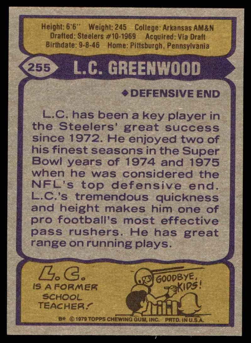1979 Topps #255 L.C.Greenwood Pittsburgh Steelers (Football Card) NM Steelers Arkansas Pine Bluff