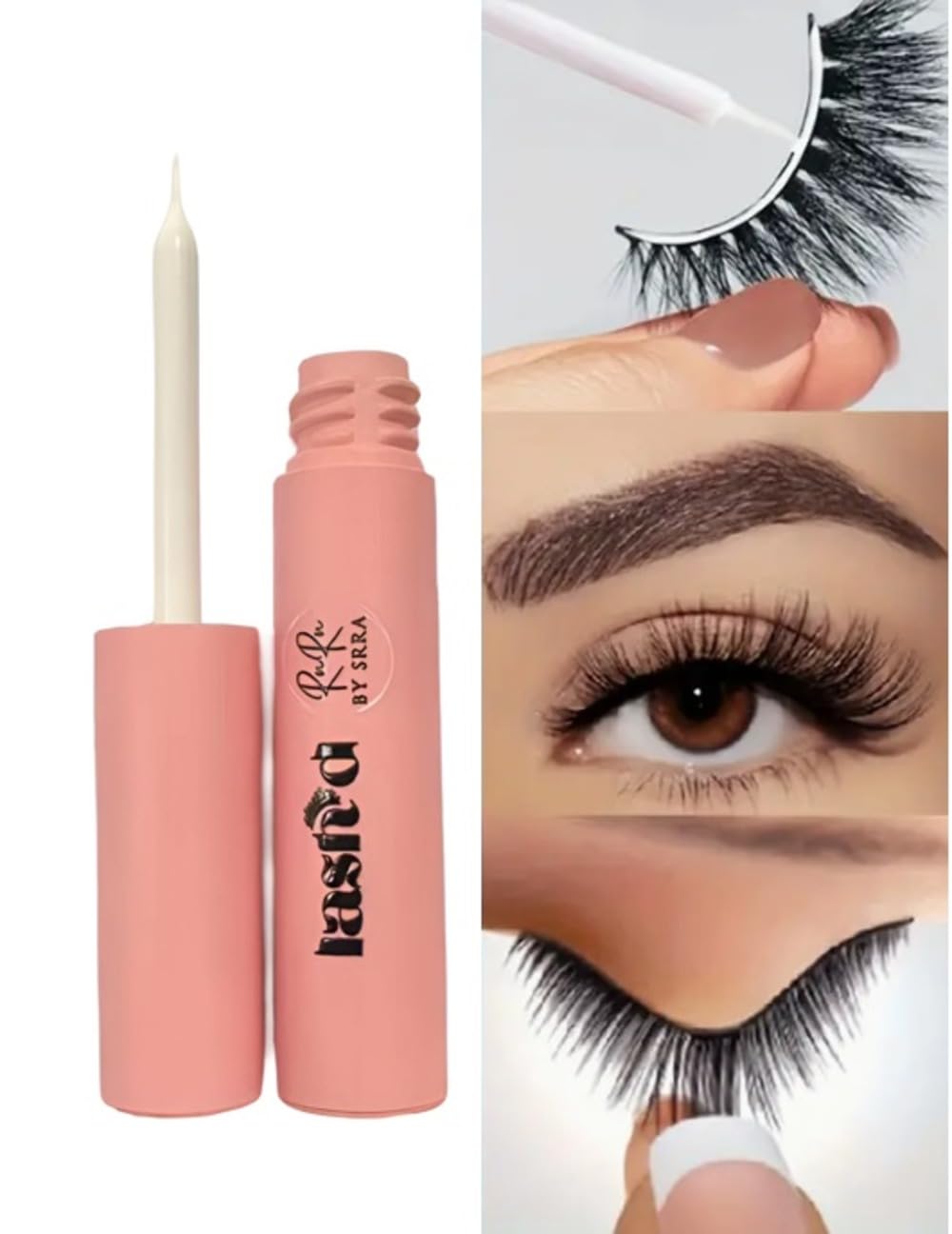 RuRu by SRRA Invisible Eyelashes Glue, Brush On Lash Glue for False Eyelashes, Extension Glue for Fake Eyelashes and Natural Lashes, Latex Free, Strong, Long Lasting lash Glue Comes with Applicator