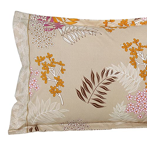 Image of Story@Home 210 TC Spark Collection Single Bedsheet Cotton Combo with 2 Pillow Covers | Light Brown | Floral (Bedsheet : 145 X 225 cm & Pillow Cover : 40 X 60 cm)