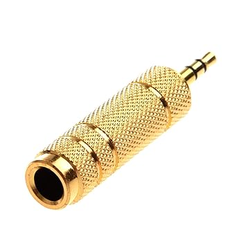 Sage 3.5mm Stereo Male to 6.3mm Stereo Female Adapter Converter ((1 Pack) Golden)