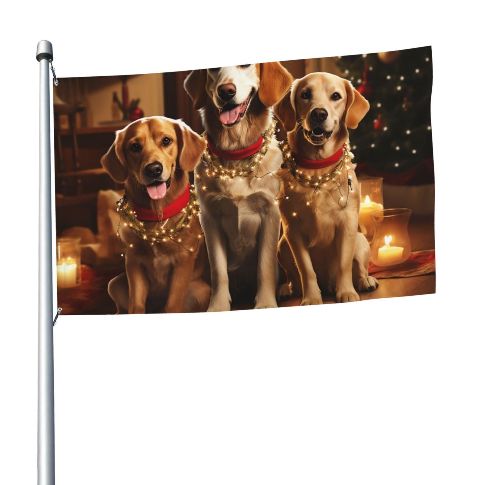 Drapeau de fête de Noël pour chien anti-déchirure impression HD durable - 7