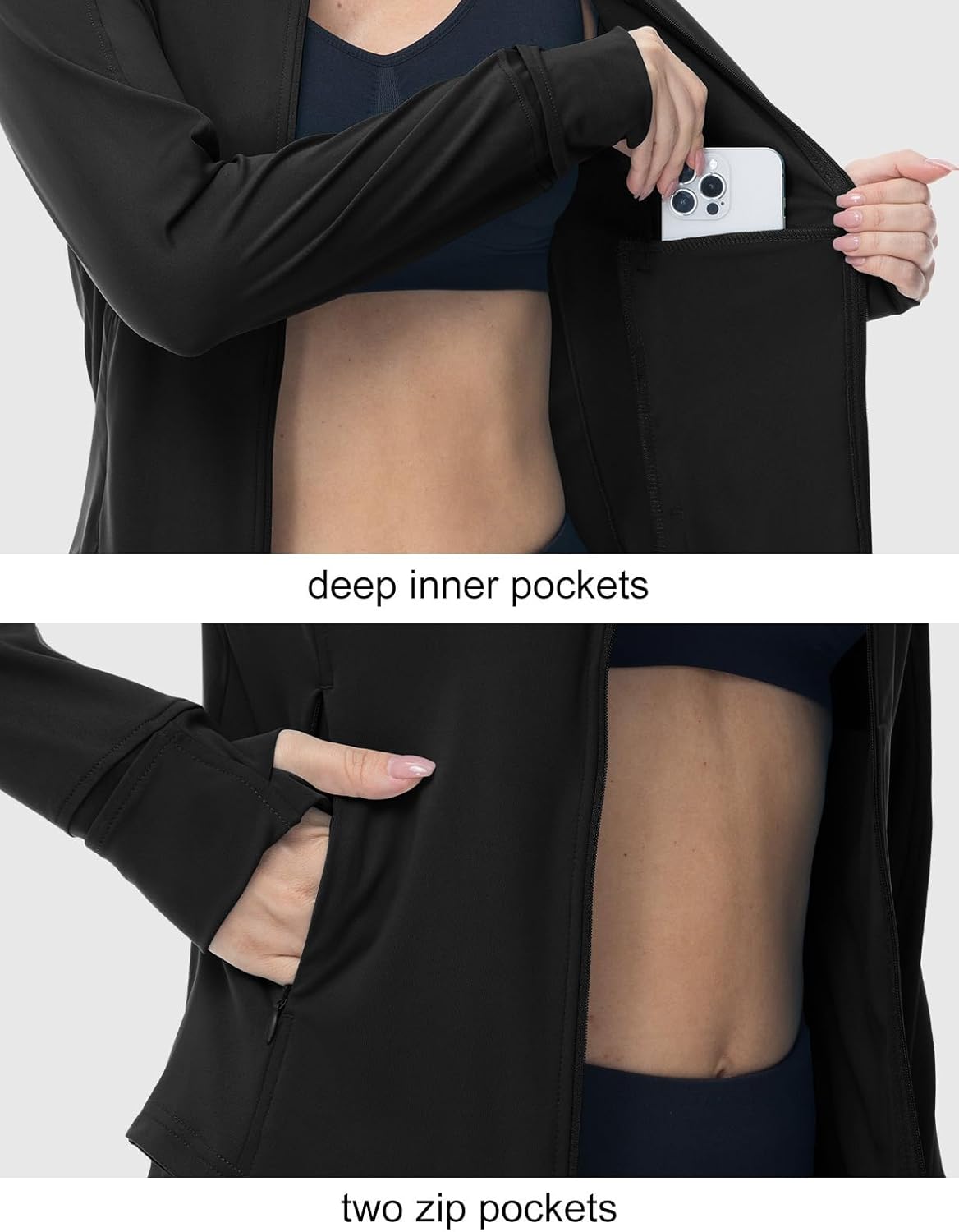 BGOWATU Women's Workout Jacket Lightweight Zip up Running Athletic Jackets with Thumb Holes - Image 7
