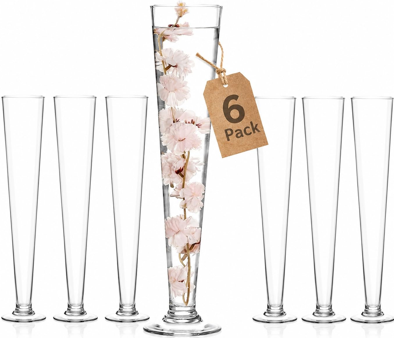 Amazon.com: Craft and Party, Sets of 6, Clear Trumpet Vases, 24