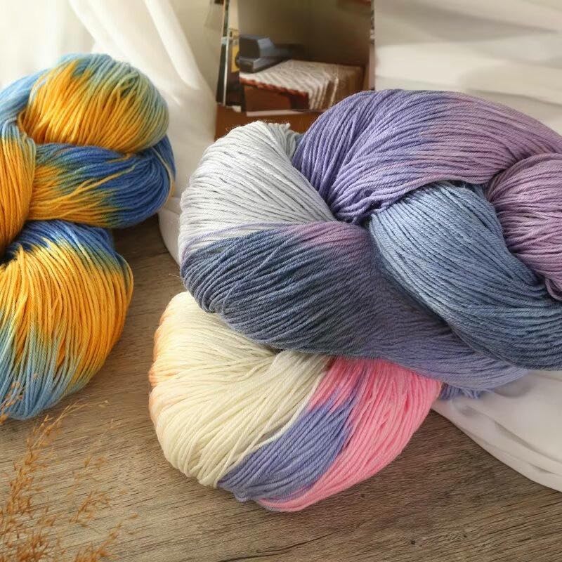 2 Piezas de 235-250 g de Hilo de Lana para Tejer a Mano, Hilo de Lana Degradado, para Tejer Gorros, suéteres, Bufandas y Mantas de Crochet