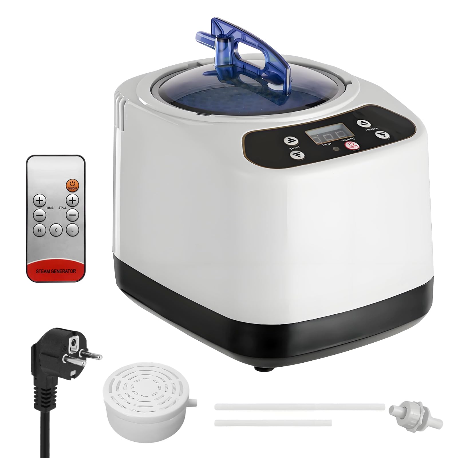Vaporizador Portátil para Sauna, 1200W Generador de Vapor para Sauna con Mando a Distancia, 3L Generador de Vapor Hogar de Acero Inoxidable, Máquina de Fumigación para Ducha, Baño, Spa
