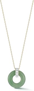 MATEO New York, Donut and Diamond Door Knocker Necklace, Jade, 14Kt Yellow Gold, 18in