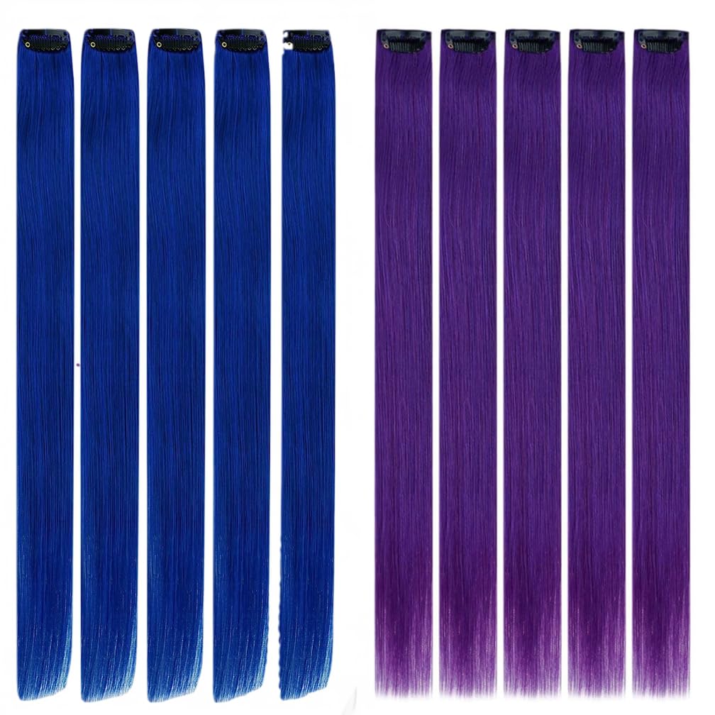 20” 6 PEICE BLUE & PURPLE HIGHLIGHTS CLIP INS *NWT Amazon.com : LSKJMO 12 PCS 20 inch  main image 4