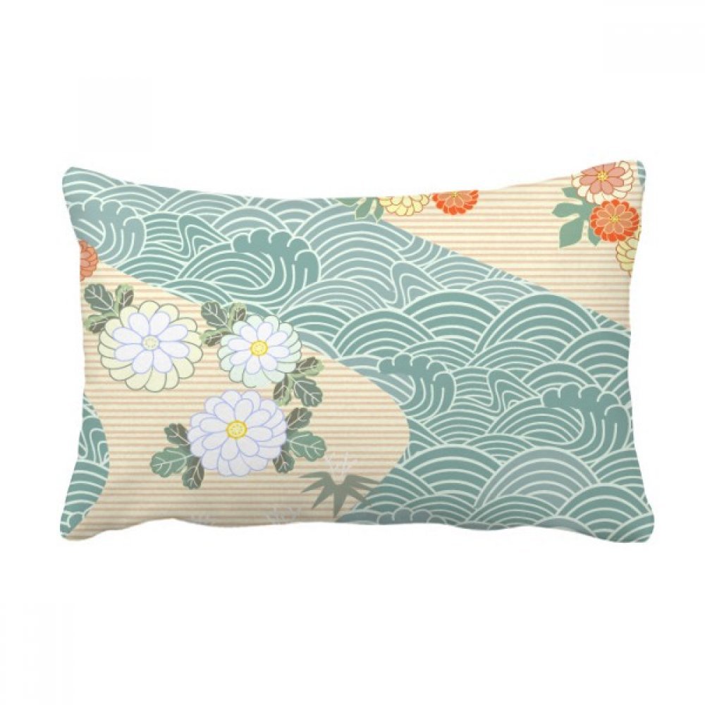 Coussin rectangulaire 40x60 motif japon fleurs housse et insert de canapé
