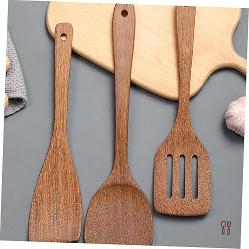 Miniatura 8 de 3 Uds Práctica Cuchara de Madera Cocinar Esquina Raspador Mango Largo Cuchara de Sopa Cuchara de Servir Comida Cuchara de Cocina Mango Largo Pala de