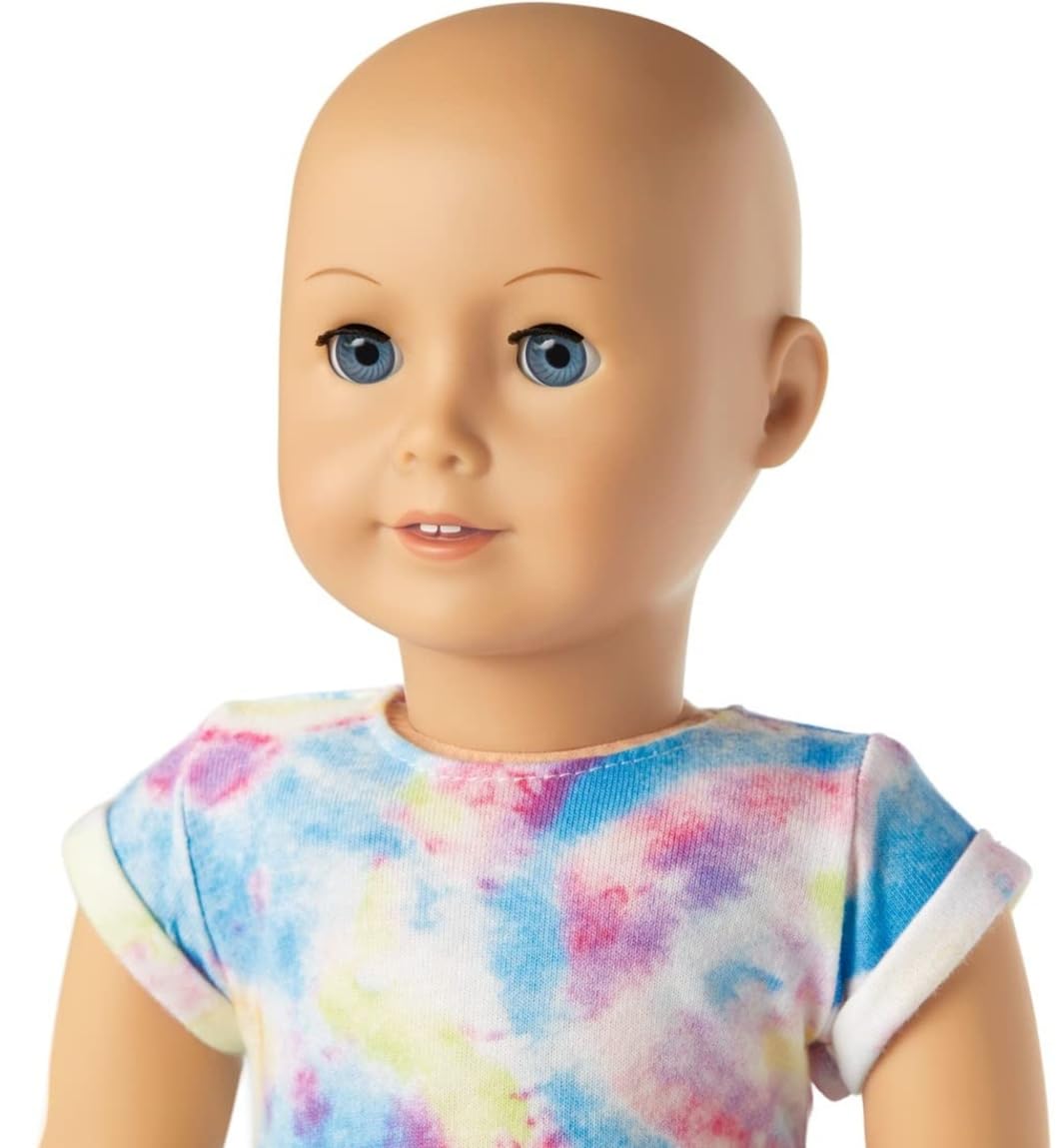 American Girl Truly Me 18-Inch Doll 100 With Dark-Blue Eyes, Layered Straight Blonde Hair, Light-to-Medium Skin With Warm Undertones, Black Printed