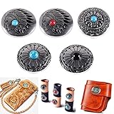 Concho Button 5Pcs Large Concho Button for Leather Screw Back Turquoise Beads Leathercraft Button Indian Head Concho Screw Back
