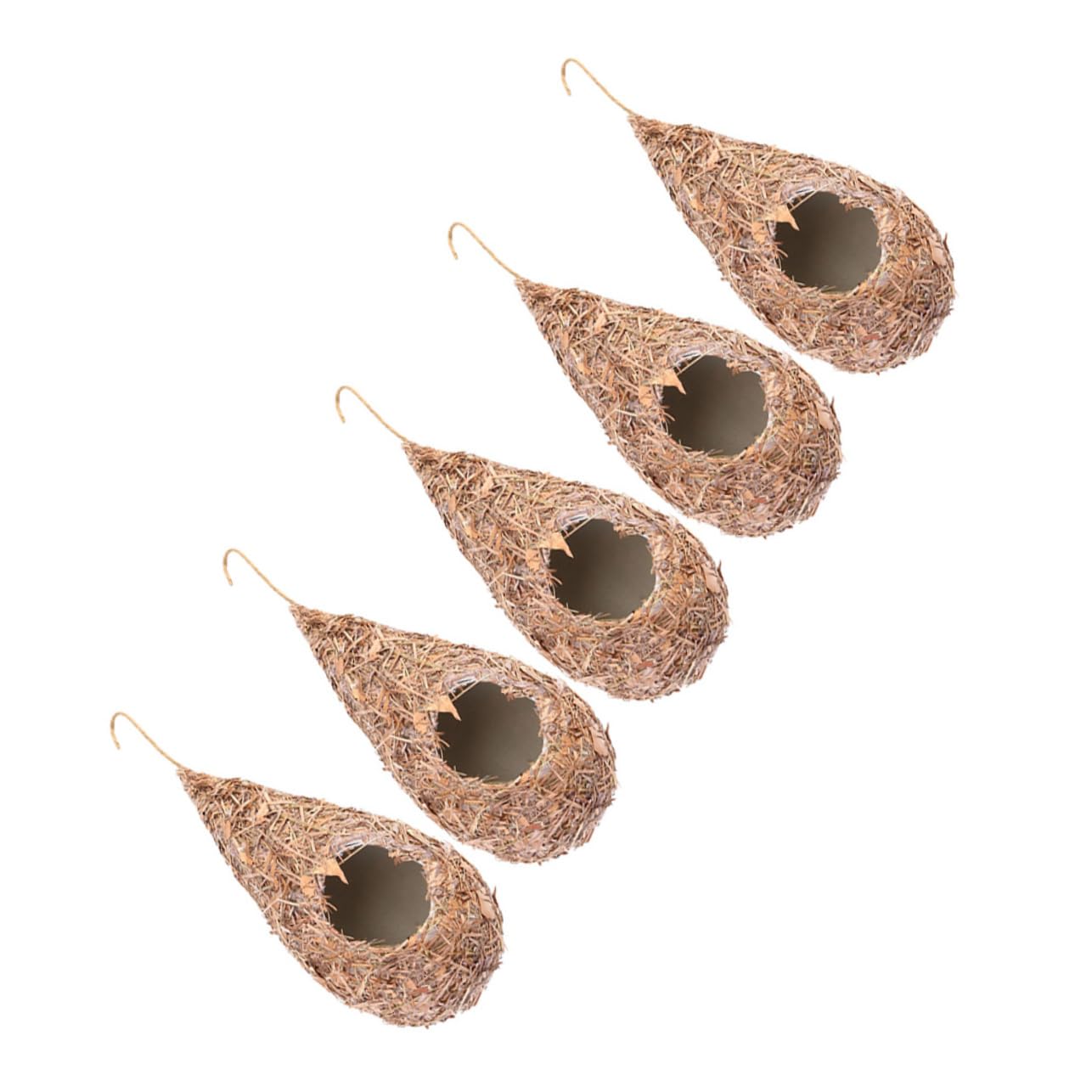 BESTonZON Nido per Uccelli da Appendere in Paglia 5 Pezzi per e Decorazioni Esterne Decorativa per Uccelli e Nidificazione