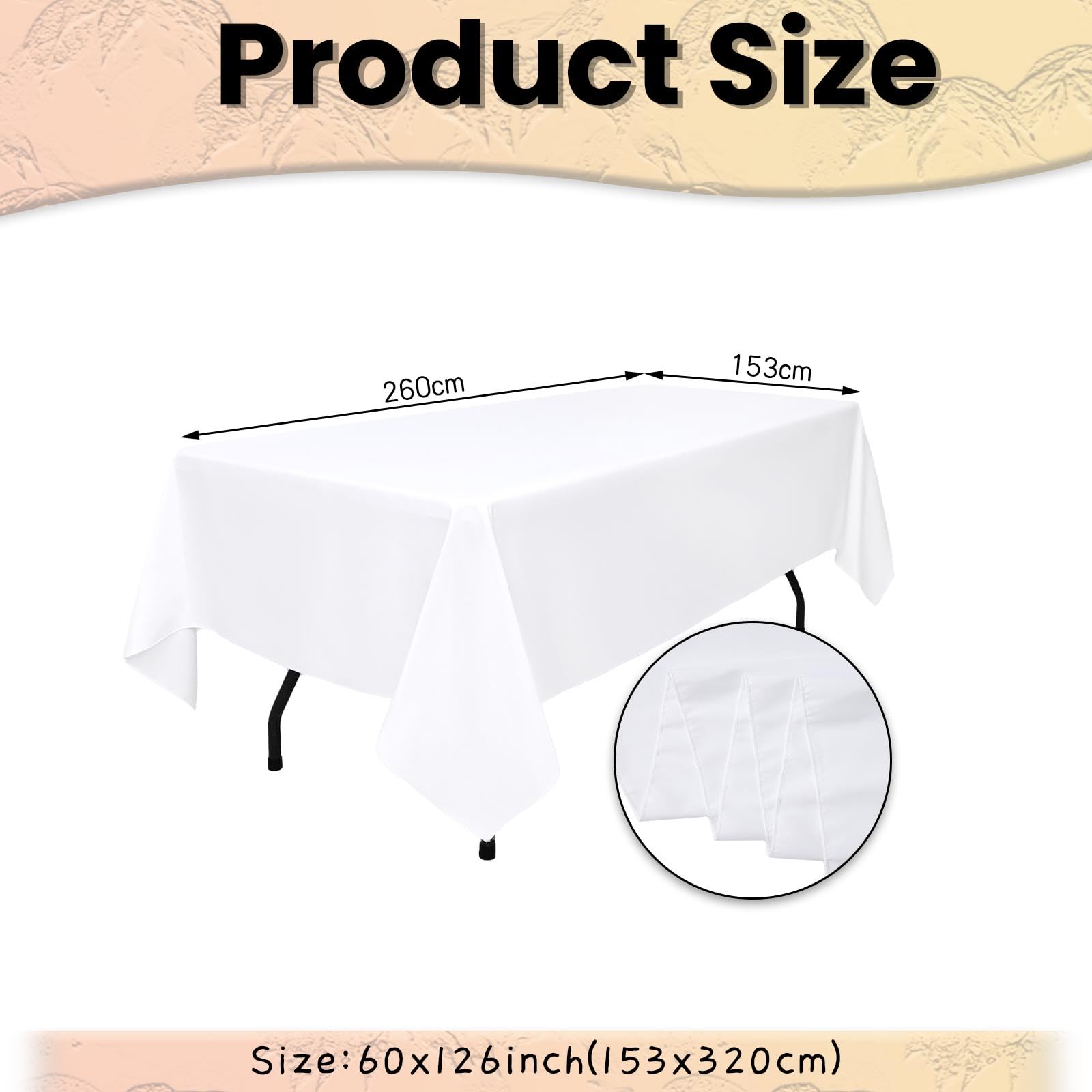 10 er-Pack Weiße Tischdecke 153x260cm (60x102 Zoll)