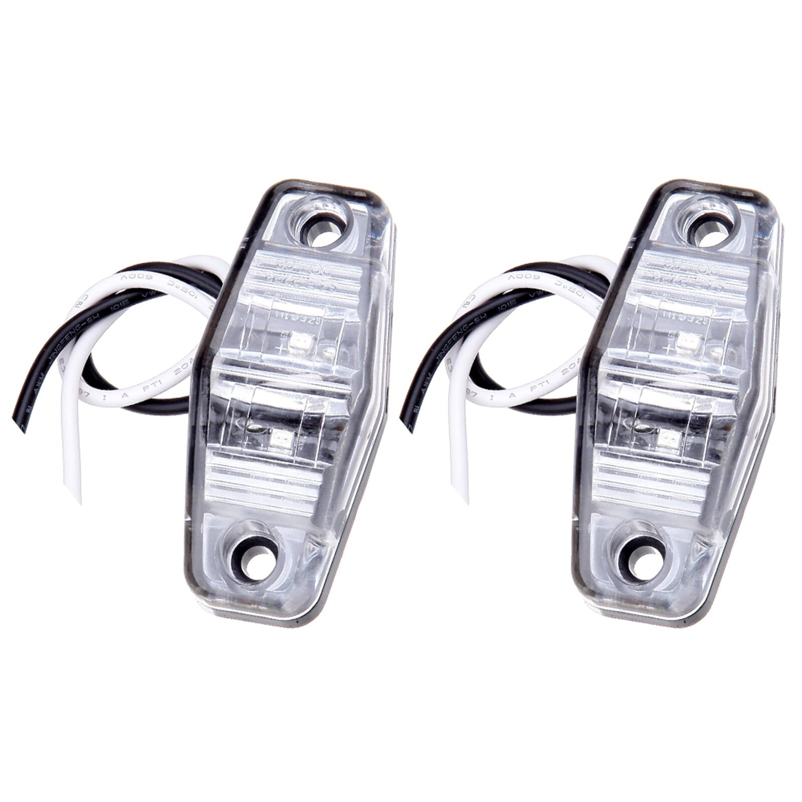 cciyu 2x 2.5 Truck Trailer Light Side Fender Marker Lights Universal 2 LED Light Truck Boat Trailer Sealed Mini Trailer Clearance Identification Lights Clear Len Red Light
