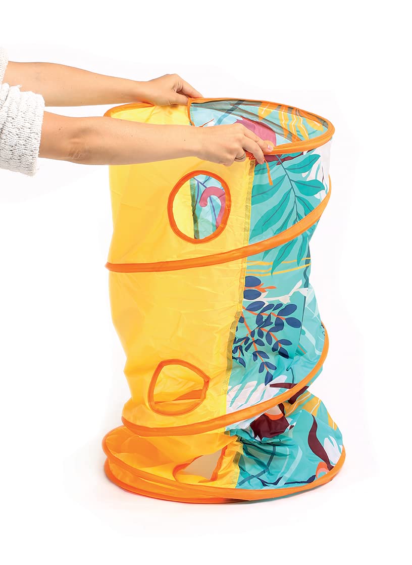 LUDI - Tunnel de Jeu - Dès 2 Ans - Thème Jungle - Léger et Pliable - Utilisation intérieur et Extérieur - Développe la motricité - 42x120cm