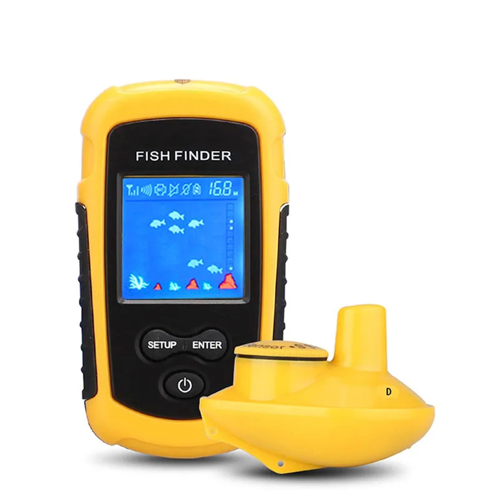 Buscador de peces portátil con cable/inalámbrico Sonar sonda alarma transductor buscador de peces 0,7-100 m ecosonda de pesca,Wireless