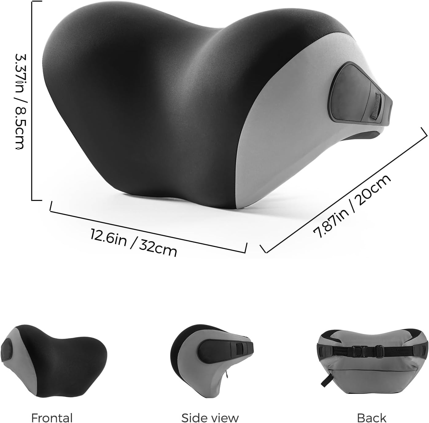 BEBAS Car Headrest Pillow, Memory Foam Neck Support Pillow for Cars - Ergonomically Designed for Long Drives, Travel & Commuting, Pain Relief with Removable & Washable Cover (Black, 1-Pack) - Image 2