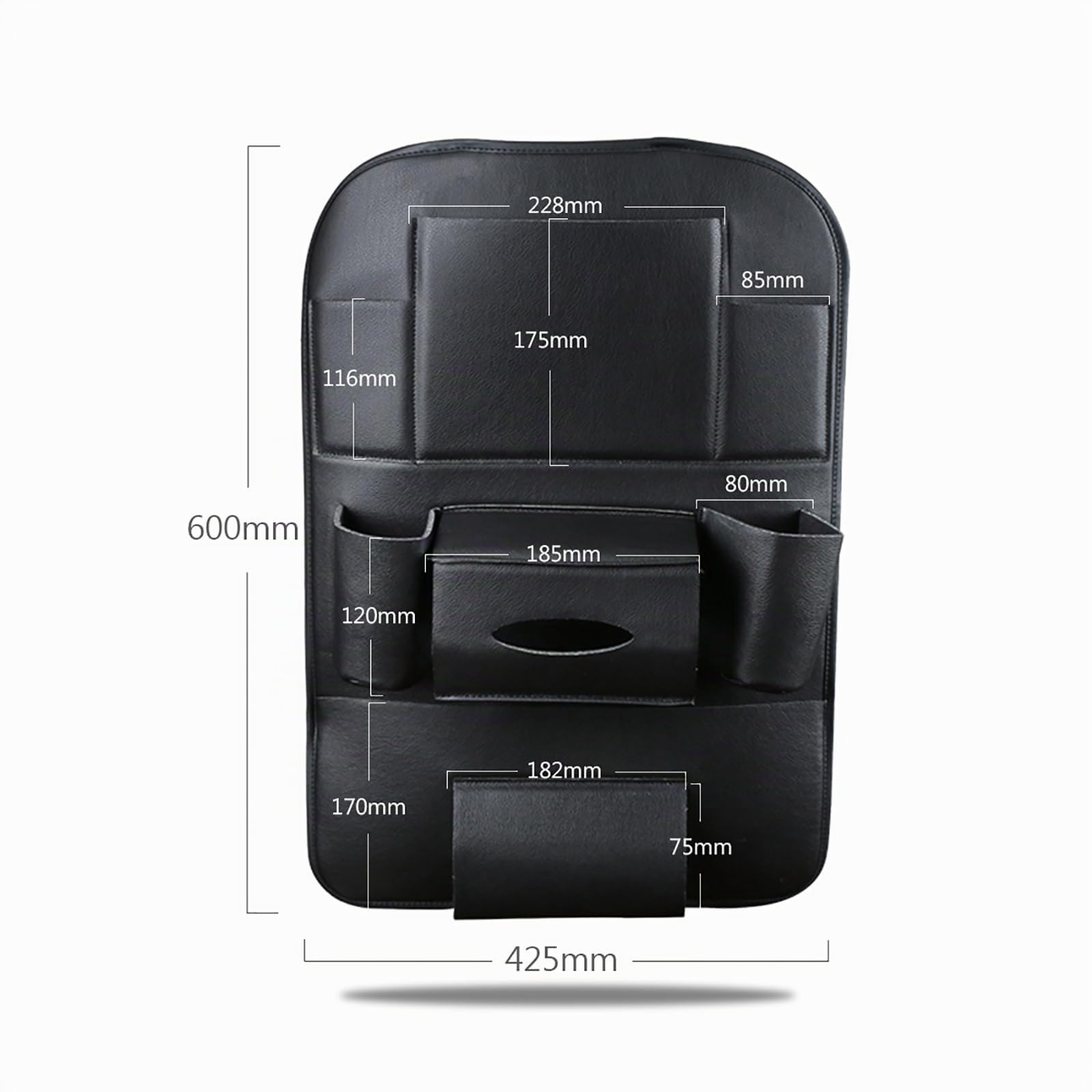Ergocar 2 Packs Organizzatori per auto in pelle PU, Coprisedili per schienale, Kick Mat Car per sedile posteriore con 10.1 "per iPad/Tablet Multi tasche con scatola del tessuto - Nero