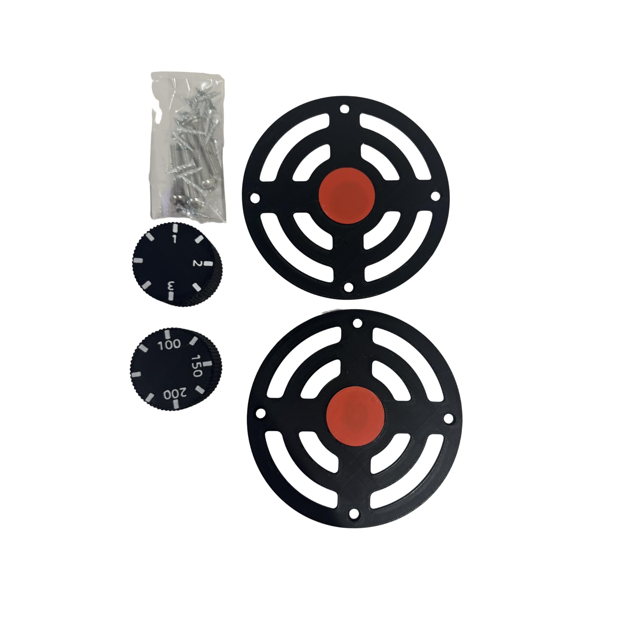 DIY Mud Play Kitchen Cooker Rings and Dials Set, Black Hob Accessories, 4 Pack (Black, 2Dials and 2Hobs)