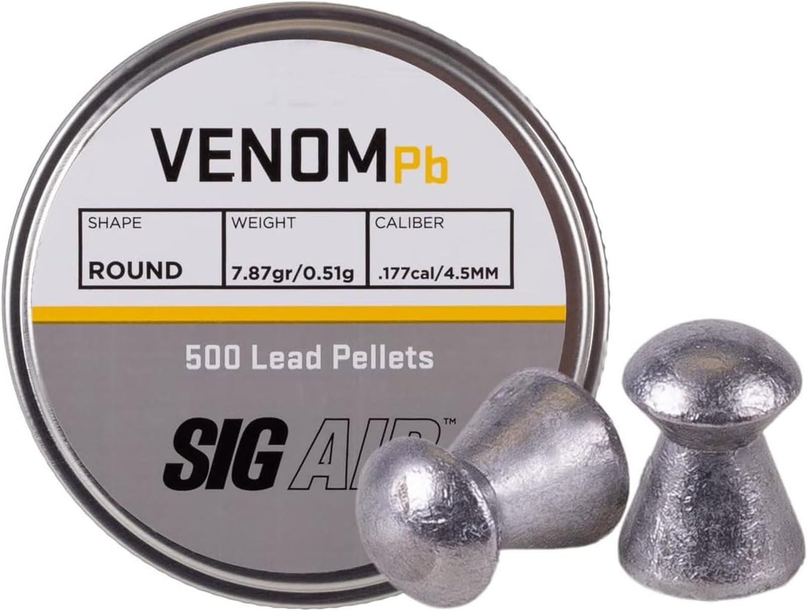 SIG Sauer Venom Pellets, 177 Cal, 7.87 Grains, Round Nose, 500ct