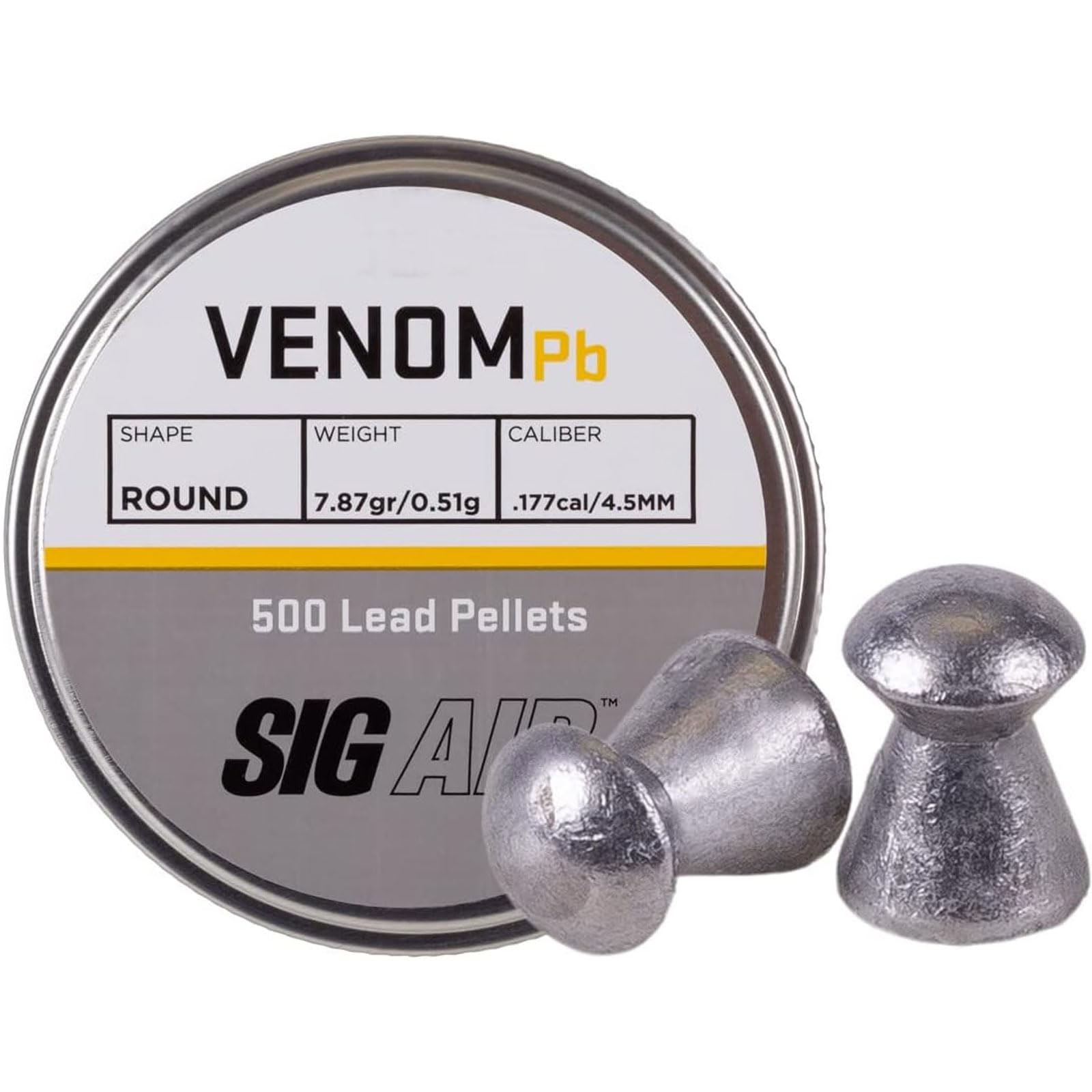 SIG Sauer Venom Pellets, 177 Cal, 7.87 Grains, Round Nose, 500ct