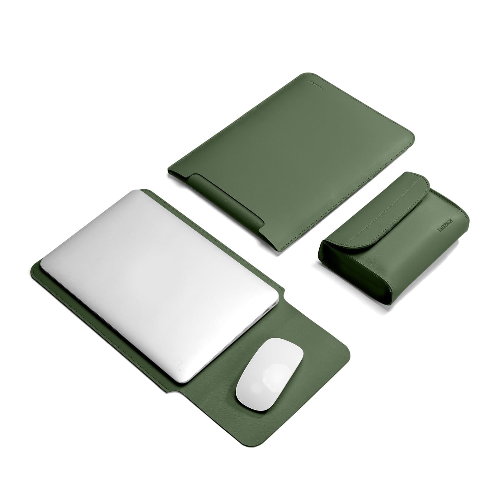 Laptop Sleeve Case for New MacBook Air M4/M3/M2 13.6"/Pro/Max A3240 A3113 A2442 Pro 14, 13.5 Surface 5/4/3/2/1, 14" Dell ASUS Acer Chromebook/HP Stream/IdeaPad, with Small Case, Green