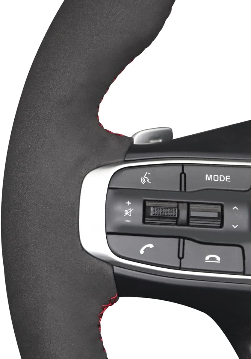 MEWANT Steering Wheel Cover Fit for Kia Sportage 2022-2023 / K5 (GT/GT-Line) 2021-2022 Steering Wheel Wrap Hand-Stitched Suede