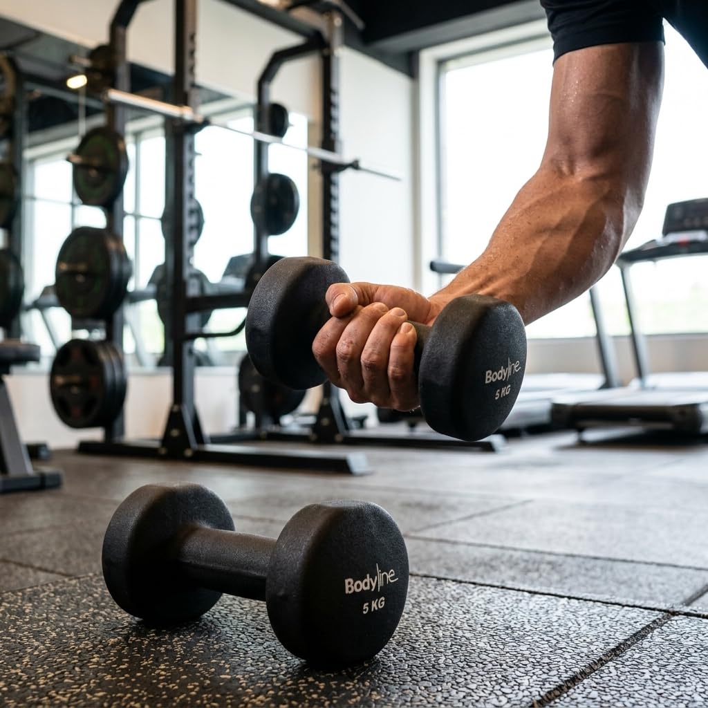 Bodyline Manubri In Ghisa E Neoprene | Pesi Fitness Antiscivolo Per Allenamento Forza, Braccia E Home Gym