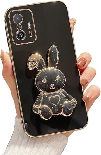 Rnrieyta Funda con soporte de conejo de corazĂłn para Xiaomi 11T, galvanizado suave TPU protector delgado a prueba de golpes con bonito soporte de Rnrieyta Funda con soporte de conejo de corazĂłn para Xiaomi 11T, galvanizado suave TPU protector delgado a prueba de golpes con bonito soporte de