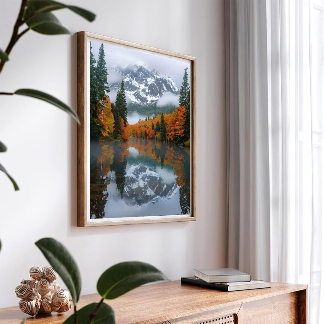 Malen Nach Zahlen Erwachsene Schneegebirgsnebel Malen Nach Zahlen Bild, DIY Handgemalt Ölgemälde Kit für Anfänger und Kinder Mit 3-Pinseln und Acrylfarbe Zuhause Mädchen Geschenk 150x100cm w-4873