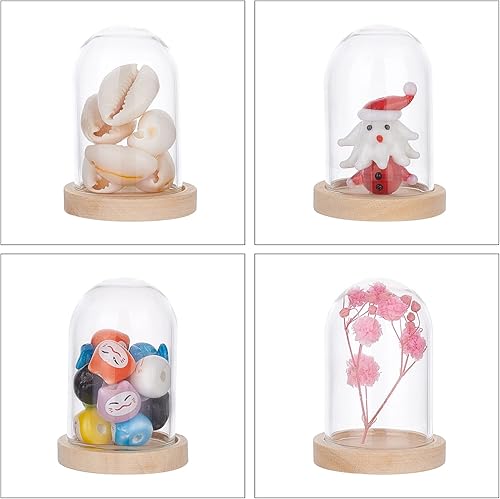 Miniatura 6 de NBEADS 10 juegos de mini cúpula de cristal de flor eterna, vitrina de vidrio transparente con 2 colores base de madera para el día de San Valentín,