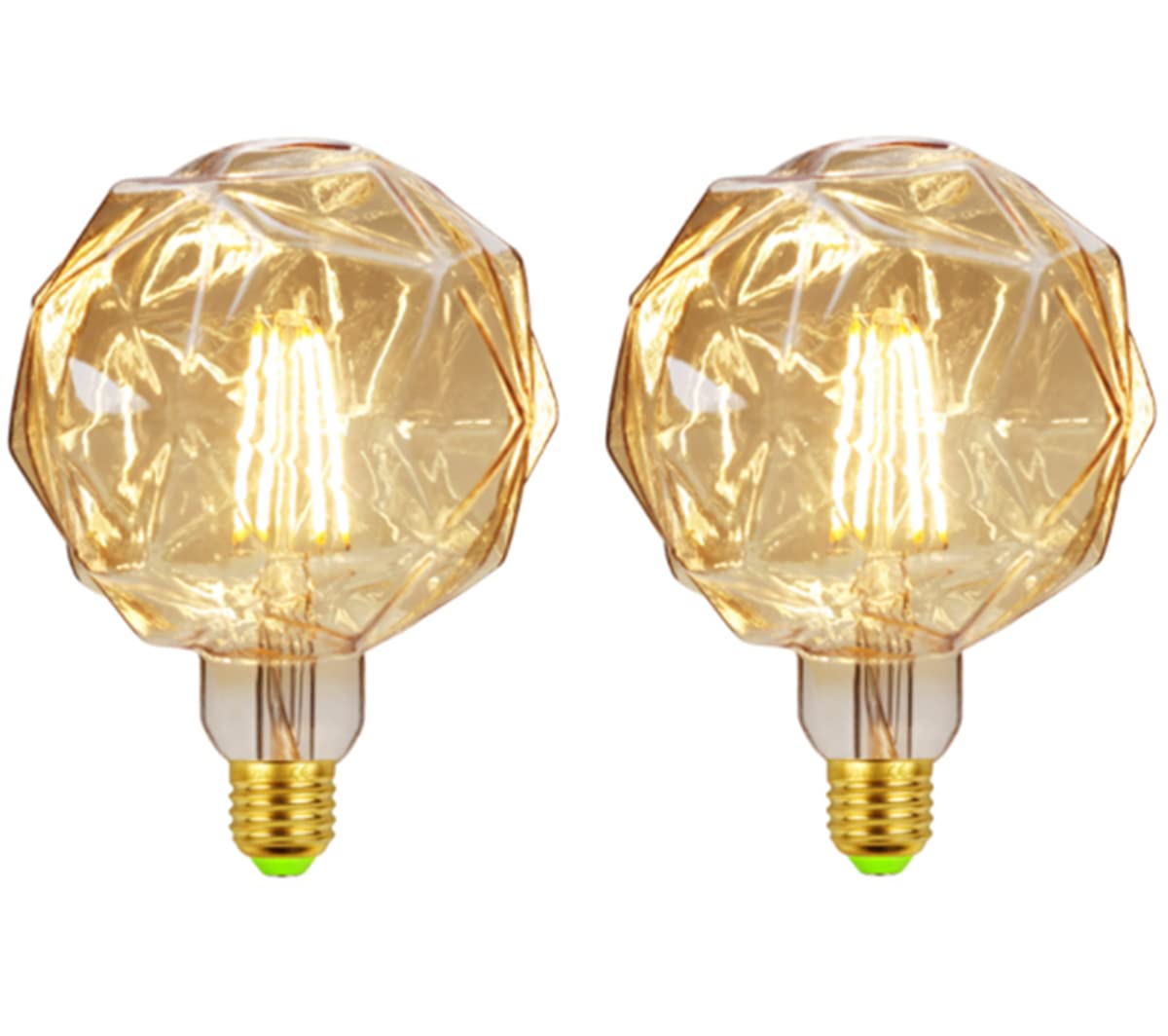 ABLIN 2 Pack LED Light Bulb, E27 Screw Bulb Vintage LED Bulb 4W Edison Light Bulbs Decorative Light Bulb (Polyhedron Gold)