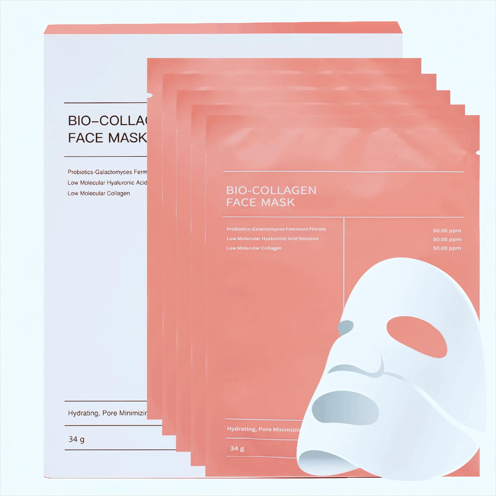 YZ&YL Collagen Face Mask, Bio Collagen Real Deep Mask Overnight for Glass Skin Glow Elasticity, Lifting and Firming